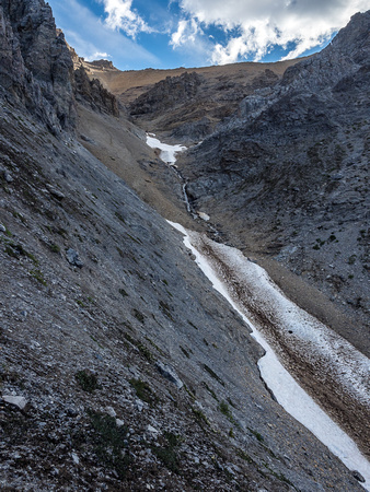 Looking up the lefthand gully.