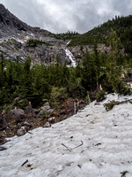 Remnant patches of avalanche snow helped on some sections.