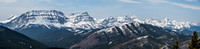 The High Rock Range stretches along the Continental Divide to the west and includes (L to R), Bolton, Armstrong, MacLaren, Strachan, Muir, McPhail, Horned and Mount Bishop.