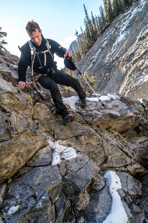 Some tricky moves in the canyon, especially with icy rocks.
