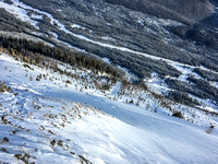 The avalanche chutes are gorgeous ski terrain in stable conditions!