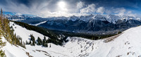 The best views were from just under the summit looking south over the Kananaskis Lakes (L) and towards the Spray Mountains including Mounts Invincible, Warspite and Black Prince.