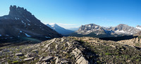 Great views already looking south off Helen Ridge. Dolomite at left with Hector, Bow Peak and Crowfoot to the right.