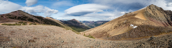 Looking north (L), east (C) and south (R) from Three Lakes Ridge to Rainy Ridge to JSP.