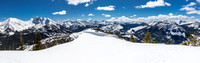 Panorama looking south from the summit. Ptolemy at left with Darrah's many summits at center. Michel Head at right.