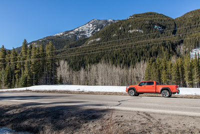 The new Taco enjoys being in the mountains almost as much as I do. Mount Taylor rising in the background.