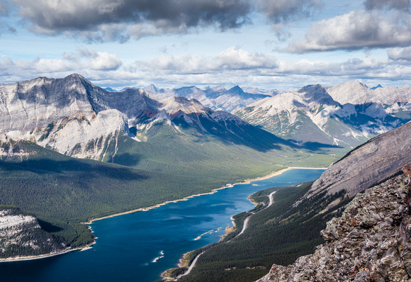 Looking northwest over Spray Lakes towards Goat View.