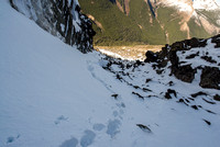 Looking down the narrow gully to Grizzly Creek - our exit many hours later.