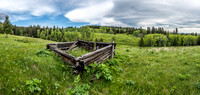 A panorama of the upper Smith homestead showing why they built it here - a sublime meadow above Beauvais Lake.