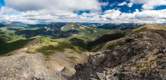 Looking north from the summit at an unnamed ridge with McGillivray at far right.