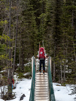 Crossing the cable bridge over the Robson River, just before the Whitehorn campground.