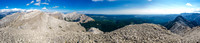 Summit pano looking north, east and south. Burns on the left with Bluerock and Ware in the distance.