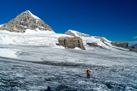 Warren finally comes into view as we start crossing the lower Brazeau Icefield towards it.