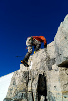 Ben scrambles up the surprisingly rocky ridge.