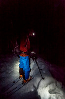 Speed skiing in the dark! Lots of fun - definitely way more fun than walking out would be.