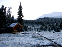 A frozen Jone's Cabin.