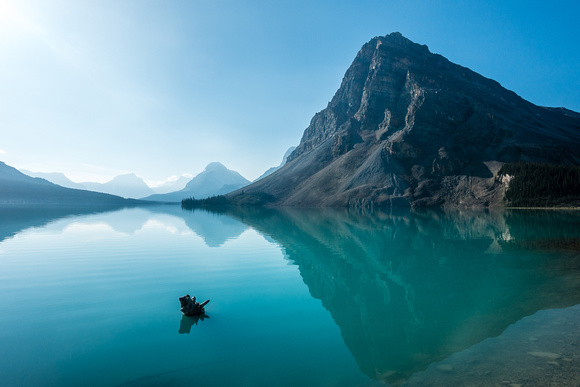 Bow Lake on a warm summer morning.