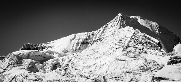 Mighty Mount Robson with the Helmet in front of its east face and the Kain Face rising above The Dome on the left.