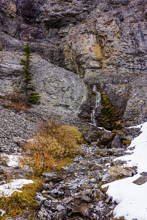A small waterfall coming off Mount Inflexible.