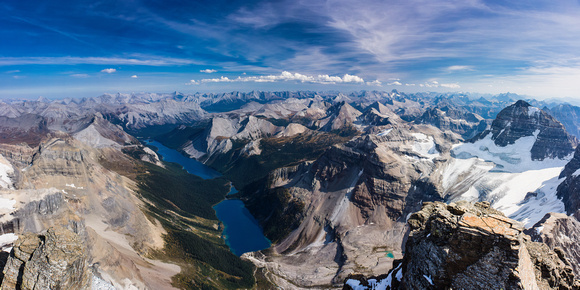 Incredible scenery from the summit of Lunette. The views of Gloria and Marvel Lakes are better from Lunette than from Assiniboine.