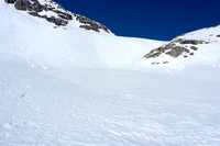 The slopes above our lunch spot are obviously avalanche terrain.