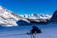 Skiing up the Saskatchewan Glacier.