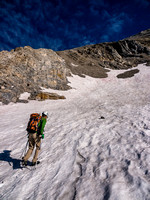 Starting the long haul up the south access slope on Mount French.