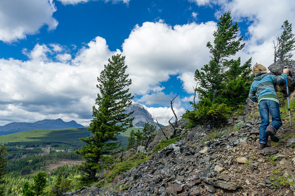 The main reason to do this scramble is for the views of Crowsnest Mountain.