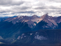 Peaks in the Van Horne Range, west of the TCH and the Ottertail Range (Vaux, Chancellor, Goodsir Towers).