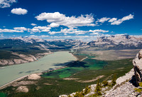 The two differently colored lakes are Jasper (left) and Talbot (right). Edna Lake sneaks into the extreme lower left corner of the photo.