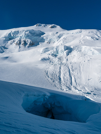 There are some massive crevasses on the way up to Balfour high col - not a great spot to be in a whiteout.