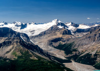 View up the Peyto Glacier to Habel, Ayesha, Baker, Peyto and Trapper.