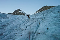 Starting up the toe of the glacier.