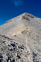 This is a popular peak with both sheep and humans and there are trails in the scree to prove it.