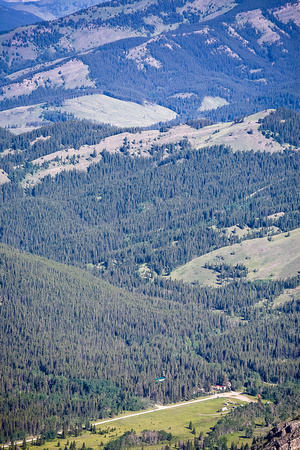 Telephoto of the helicopter landing area in the valley.