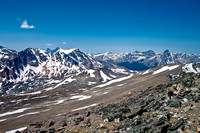 Looking over Indian Pass to Fortalice Mountain and Basilica Peak (R).
