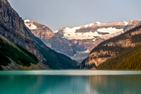 Mount Victoria and Lefroy in the morning light as I start my way around Lake Louise.