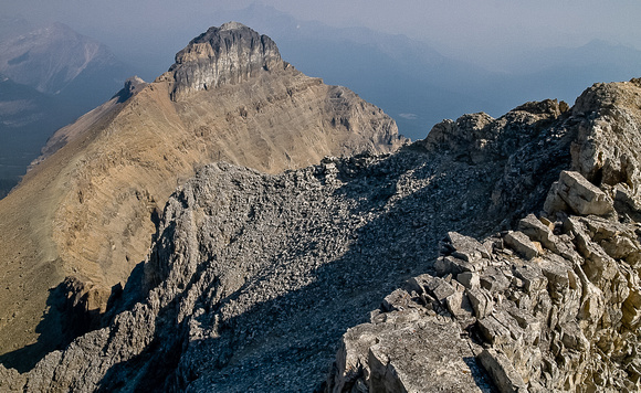 A view of the summit ridge, part of the descent and even Mount Niblock.