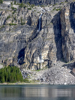 A waterfall plunges into Rockbound Lake from the second plateau.
