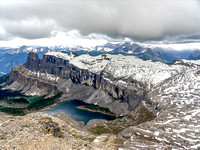 Castle Mountain, the plateau and Rockbound / Tower Lake from the summit of Helena Ridge.
