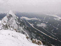 A view towards the south from the peak of Grizzly. Note Kananaskis Lakes prominently on display. King Creek Ridge at left.