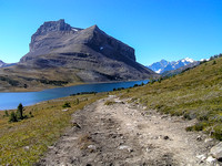 Looking back towards Boulder Pass (R) and Redoubt Mountain.