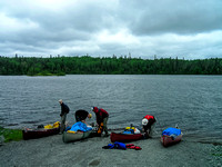 Putting in at the Beresford Lake boat launch. A typical start to a canoe trip - clouds and wind!