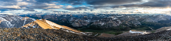 Incredible late day lighting over the Tomahawk Pass area looking to the eastern Banff ranges.