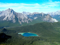A great view of Watridge Lake from the lower ridge. Cone Mountain at left with Turbulent, Fortulent and Fortune on the right.