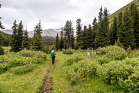 Hiking towards the Condor Pass (R) and Shale Pass (L) branch, past a horse camp.