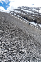 Ascending steep scree to gain the south ridge of Condor Peak.