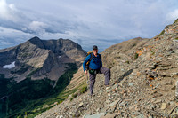 Ascending the east ridge of Mount Haig, views to Middle Kootenay Mountain.