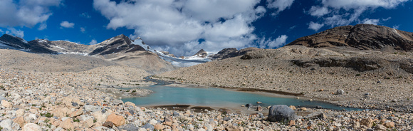 The first of many tarns. Yoho Peak at right.
