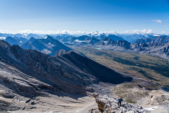 Stunning views over Clearwater Pass and the Siffleur Valley as we near the summit ridge.